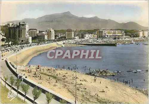 Moderne Karte St Jean de Luz Basses Pyrenees La Plage Au fond la Rhune