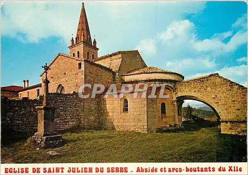 Moderne Karte Eglise de Saint Julien du Serre Abside et arcs boutants du XIIe