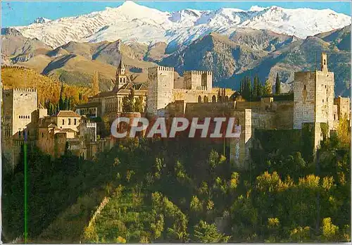 Moderne Karte Granada Alhambra Panoramique de l'Alhambra et Sierra Nevada