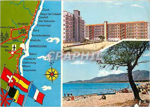 Moderne Karte Costa Dorada Tarragona Hospitalet del Infante Plage