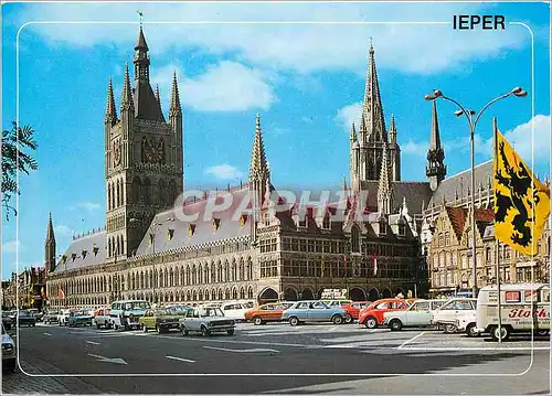 Moderne Karte Ieper Grand Place Halles des drapiers et Cathedrale St Martin