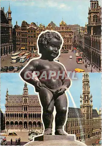 Cartes postales moderne Bruxelles Manneken Pis et vues de la Grand Place