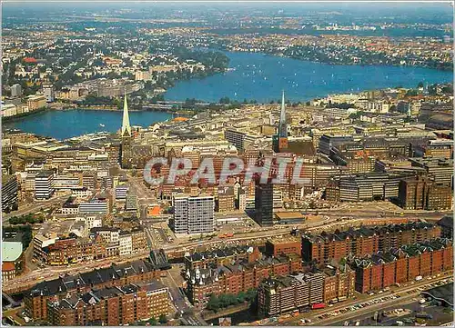 Moderne Karte Hamburg Blick auf Speicher am Hafen Stadt