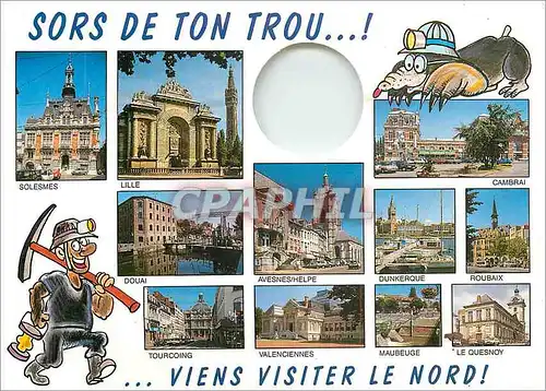 Moderne Karte Sors de Ton Trou Viens Visiter Le Nord Taupe Mineur