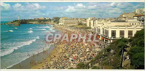 Moderne Karte Biarritz Basses Pyr La Grande Plage Le Casino Municipal L'Hotel du Palais au fond le Phare