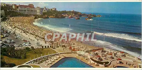 Moderne Karte Biarritz Basses Pyrenees La Grande Plage au premier plan la Piscine de l'Hotel du Palais