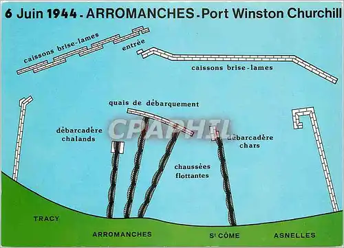 Moderne Karte Arromanches Plan du Port du Debarquement de Juin Militaria