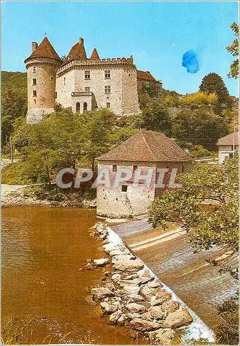 Moderne Karte Le Lot Terre des Merveilles Cabrerets Le chateau et la moulin sur le Cete