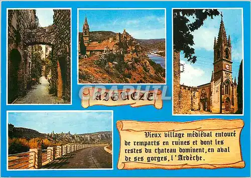 Moderne Karte Aigueze Souvenir de ce charmant petit village medieval