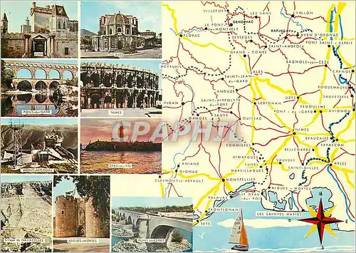 Moderne Karte Le departement du Gard et ses beaux circuits touristiques