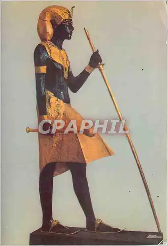 Cartes postales moderne Tutankhamens Treasures Statue de bois doree de Touthankamon grandeur nature