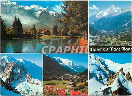 Moderne Karte Vallee de Chamonix Mont Blanc Haute Savoie Panorama sur le Lac des Gaillands