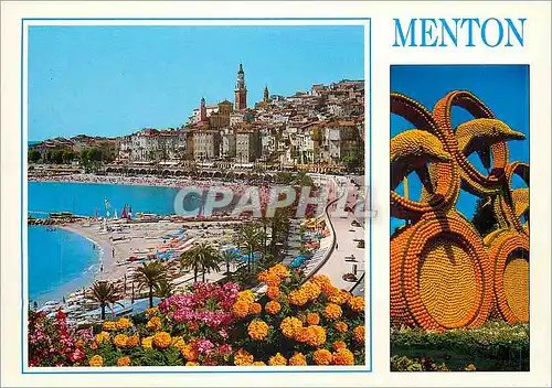 Cartes postales moderne Menton Alpes Martimes La vieille ville et decor de la fete du citron