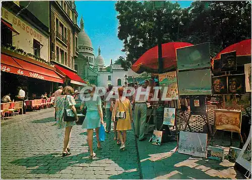 Cartes postales moderne Paris Les touristes place du Tetre a Montmartre Le Sacre Coeur et les peintres