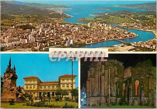 Cartes postales moderne Pontevedra Aerienne Monument et Gouvernement Civile Ruines Santo Domingo