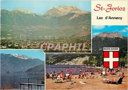 Moderne Karte Lac d'Annecy Saint Jorioz Vue generale et la Tournette