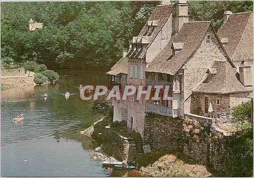 Moderne Karte Argentat Maison aux toits de lauzes au bord de la Dordogne