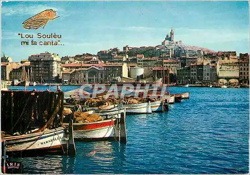 Moderne Karte Marseille Un coin du vieux port et Notre Dame de la Garde