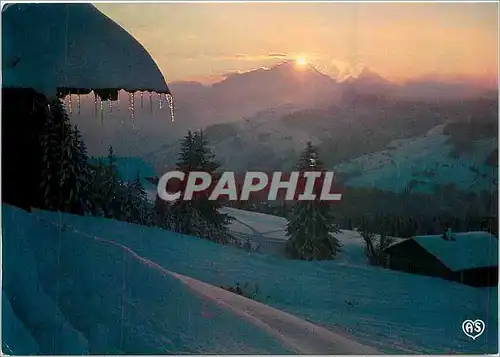 Cartes postales moderne Hiver dans nos Montagnes Coucher de Soleil sur la neige