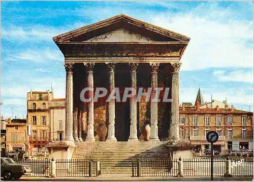 Moderne Karte Nimes Gard La Maison Carree Temple Romain