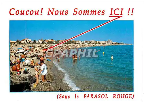 Moderne Karte St Cyprien Plage Sous le Parasol Rouge