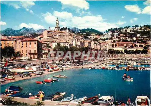 Moderne Karte La Cote d'Azur Menton Perle de France Un coin du Port et la Vieille Ville