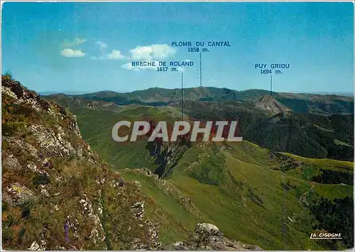 Cartes postales moderne Le Cantal Pittoresque Au sommet du Puy Mary Panorama sur les Cretes