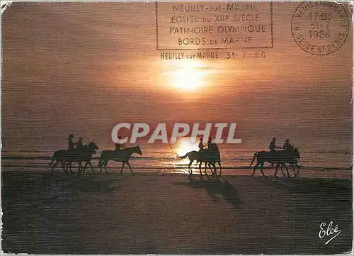 Moderne Karte Promenade equestre au coucher du soleil