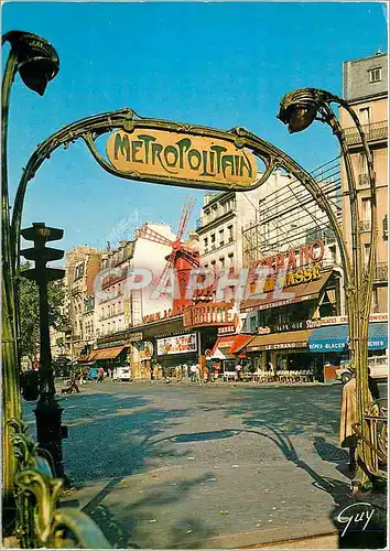 Cartes postales moderne Paris et ses Merveilles Montmartre Le Moulin Rouge place Blanche Metro
