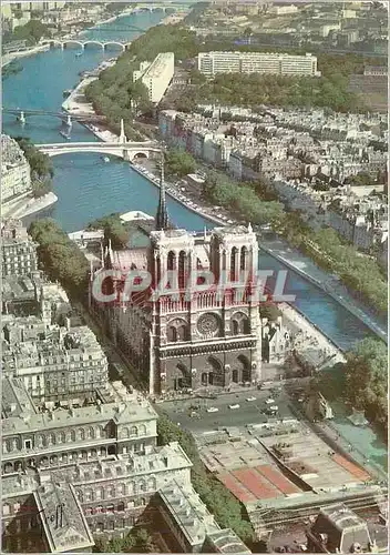 Cartes postales moderne Paris Vue aerienne La facade de Notre Dame et la Seine