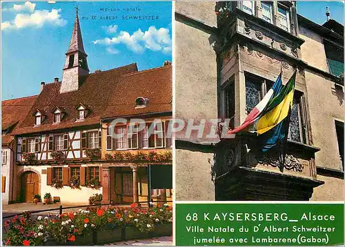 Moderne Karte Kaysersberg Alsace Ville Natale du d'Albert Schweitzer jumelee avec Lambarene Gabon