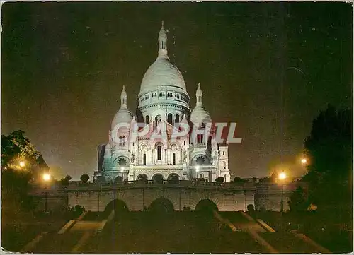 Moderne Karte Paris La Nuit Le Sacre Coeur illumine