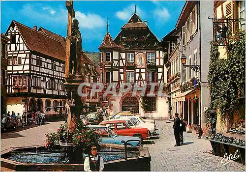 Moderne Karte Au pays des Cigognes Kaysersberg Haut Rhin Maison ancienne a pans de bois et oriel