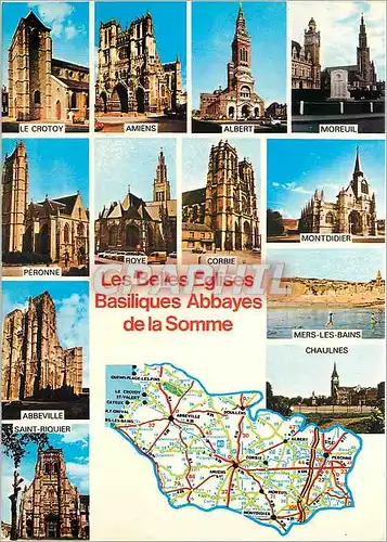 Moderne Karte Les Belles Eglises Basiliques Abbayes de la Somme