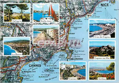 Moderne Karte La Cote d'Azur Cannes La Bocca Vallauris