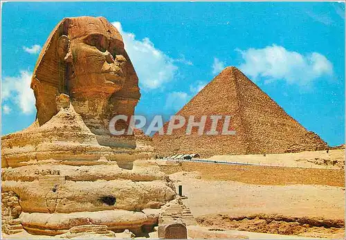 Cartes postales moderne Giza Le Grand Sphinx et Pyramide de Cheops