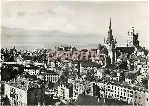 Cartes postales moderne Lausanne Le pont Bessieres et la cathedrale