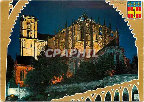 Moderne Karte Le Mans Sarthe La cathedrale la nuit