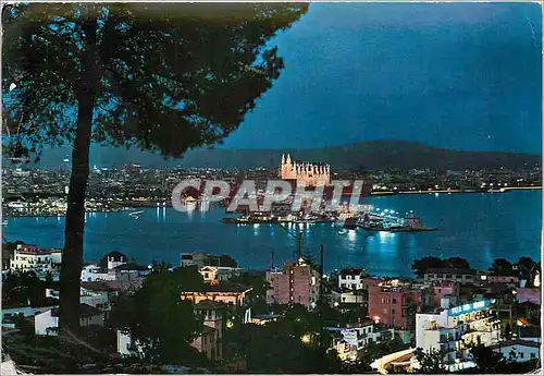 Cartes postales moderne Mallorca Palma Vue partielle la nuit