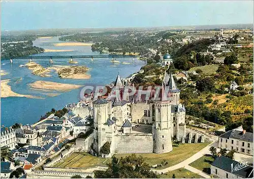 Moderne Karte Saumur Maine et Loire Le chateau et la Loire Vue aerienne