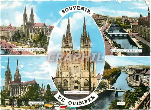 Cartes postales moderne Souvenir de Quimper Les Passerelles et la Cathedrale les Paserelles et la Prefecture La Cathedra