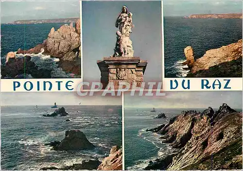 Cartes postales moderne Pointe du Raz Fininstere Vue generale le moine couche le Menhir Notre Dame des Nauirages