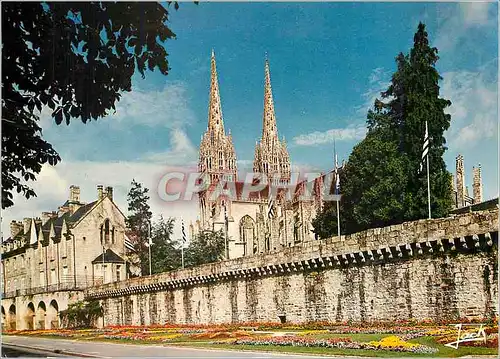 Moderne Karte Quimper Les remparts et la cathedrale St Corentin