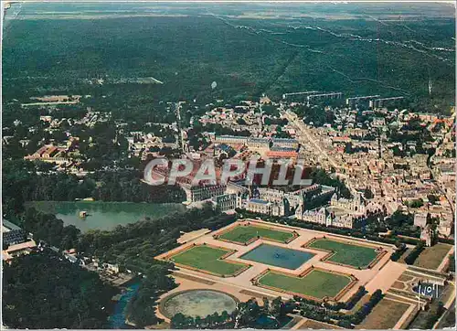 Moderne Karte Fontainebleau Seine et Marne Vue aerienne du chateau et la foret Publicite Hepagrume