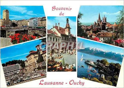 Moderne Karte Souvenir de Lausanne Ouchy Tour Bel Air Metropole La Cathedrale