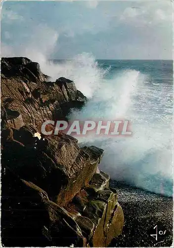 Moderne Karte La Bretagne en Couleurs Vague deferlant sur la Cote bretonns