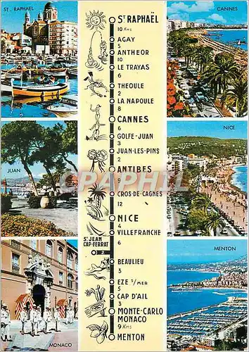 Cartes postales moderne Cote d'Azur St Raphael Cannes Juan Nice Monaco Menton