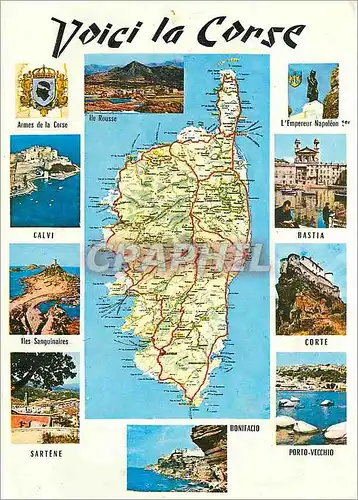 Cartes postales moderne Voici La Corse Carte etablie d'apres le cartoguide de Corse
