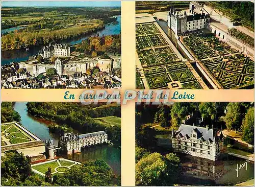 Cartes postales moderne En survolant les Chateaux du Val de Loire Amboise Villandry Chenonceau Azay le Rideau