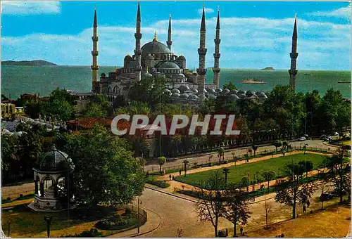 Moderne Karte Istanbul ve saheserleri La Mosquee Bleaue et la fontaine Guillaume II